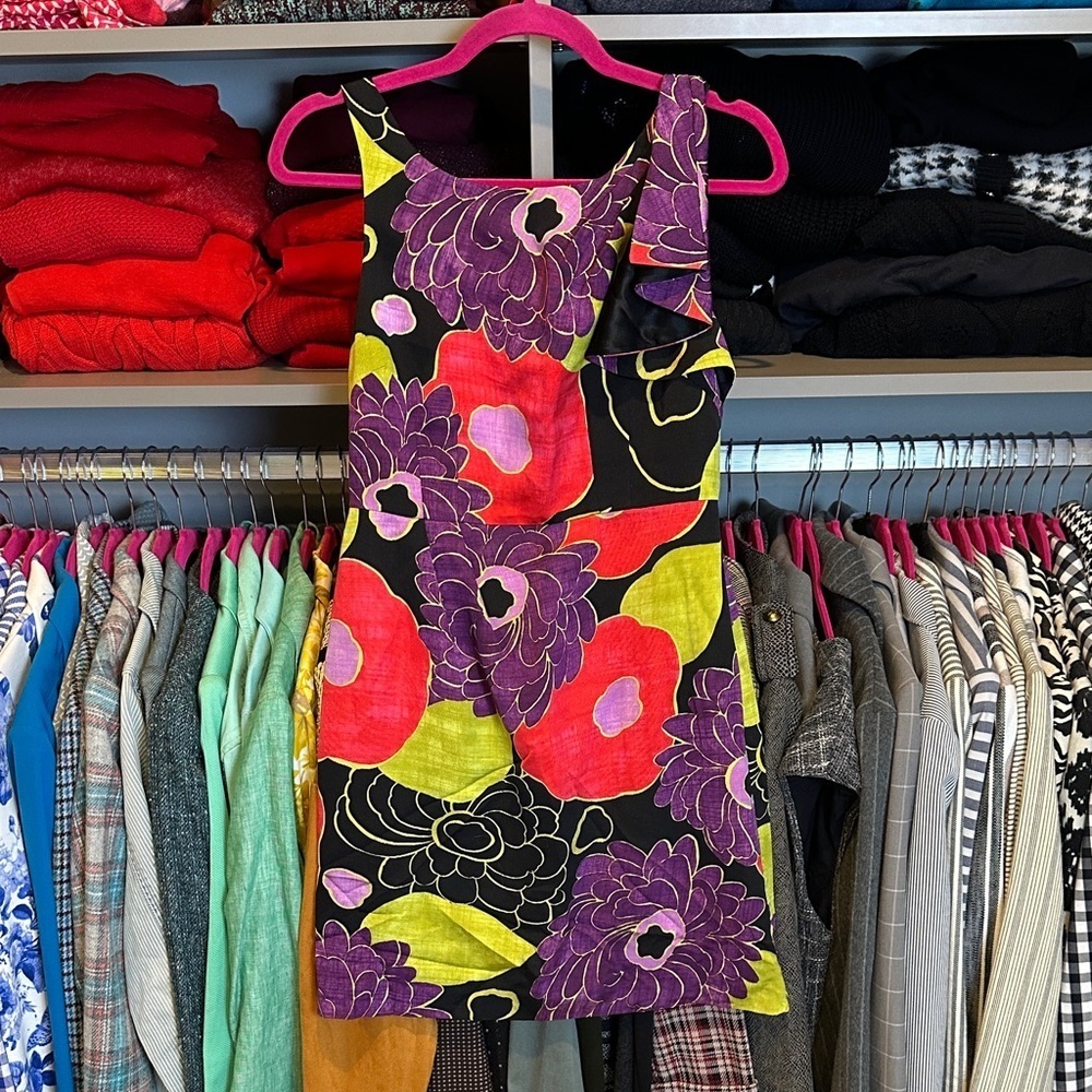 Leifsdottir black/red/purple silk blend sleeveless lined dress size 4